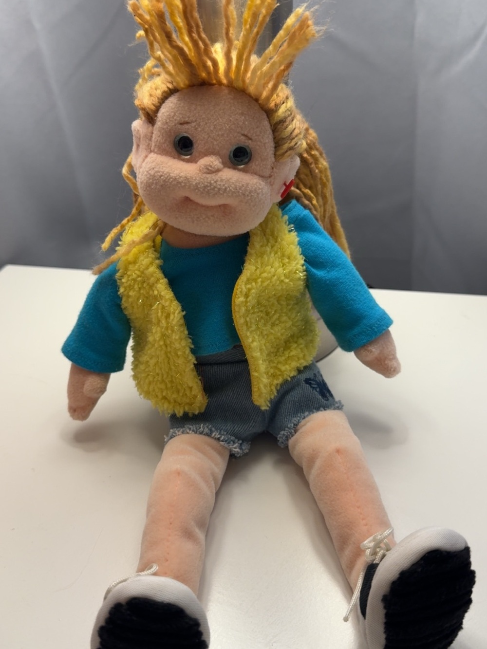 Ty Plush Doll in Yellow Vest and Blue Shirt